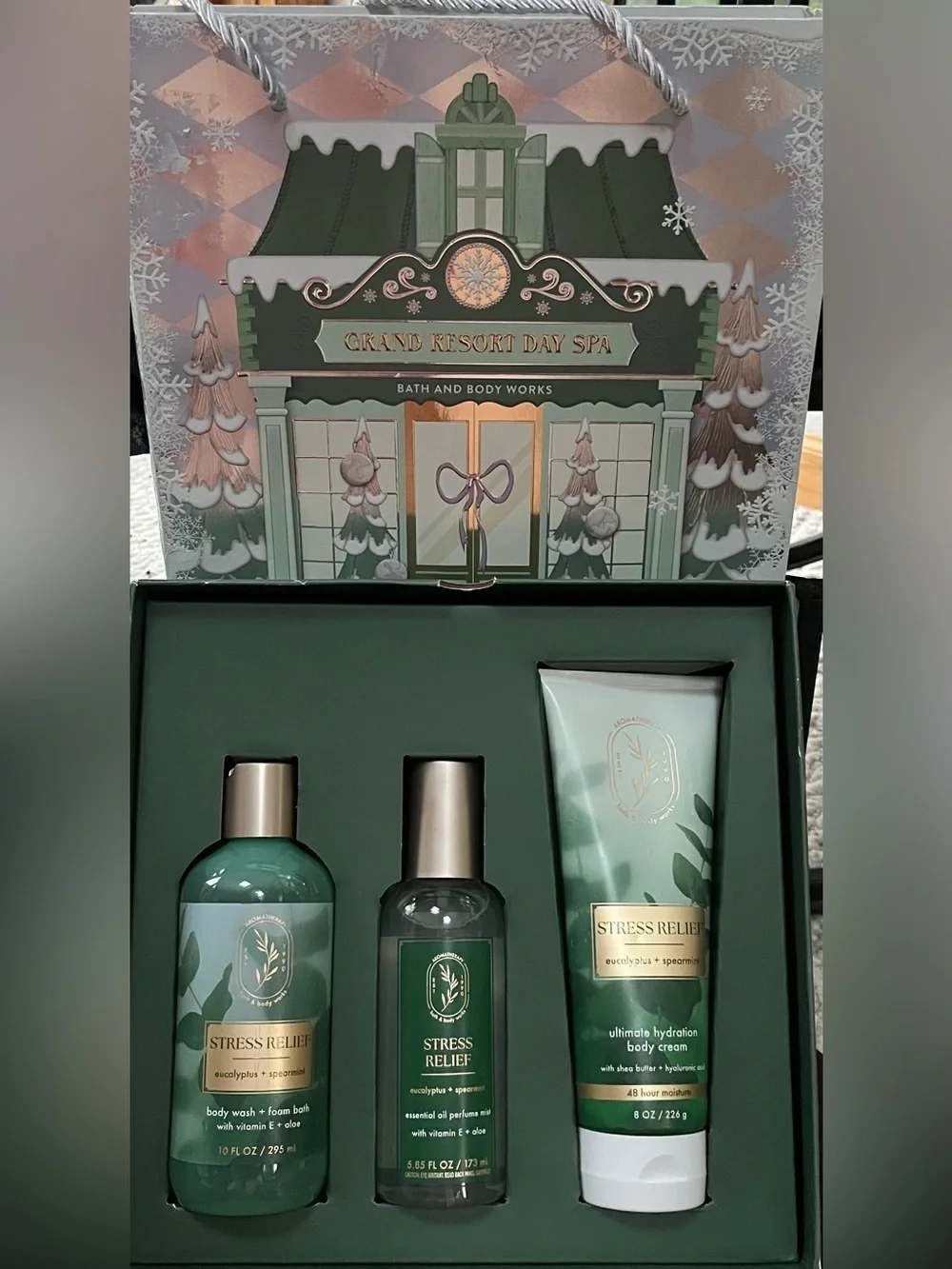 Bath & Body Works Aromatherapy Stress Relief Gift Set NIB Eucalyptus & Spearmint